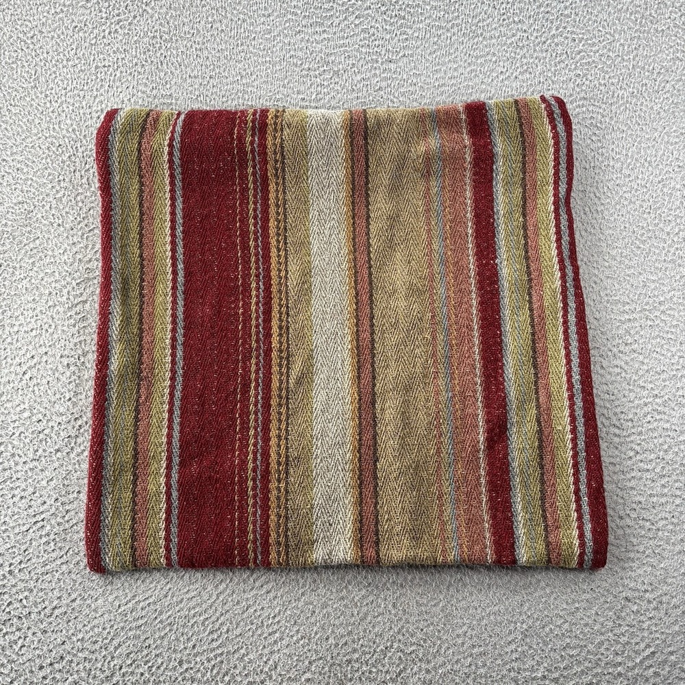Pottery Barn Red, Tan, Cream & Green Striped Pillow Cover